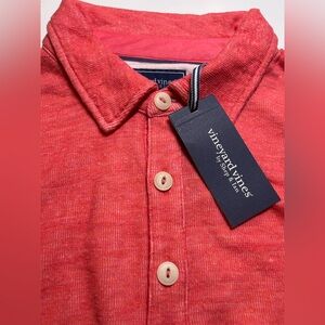 NWT Vineyard Vines Mens Polo Textured Long Sleeve Viva Magenta Large $148